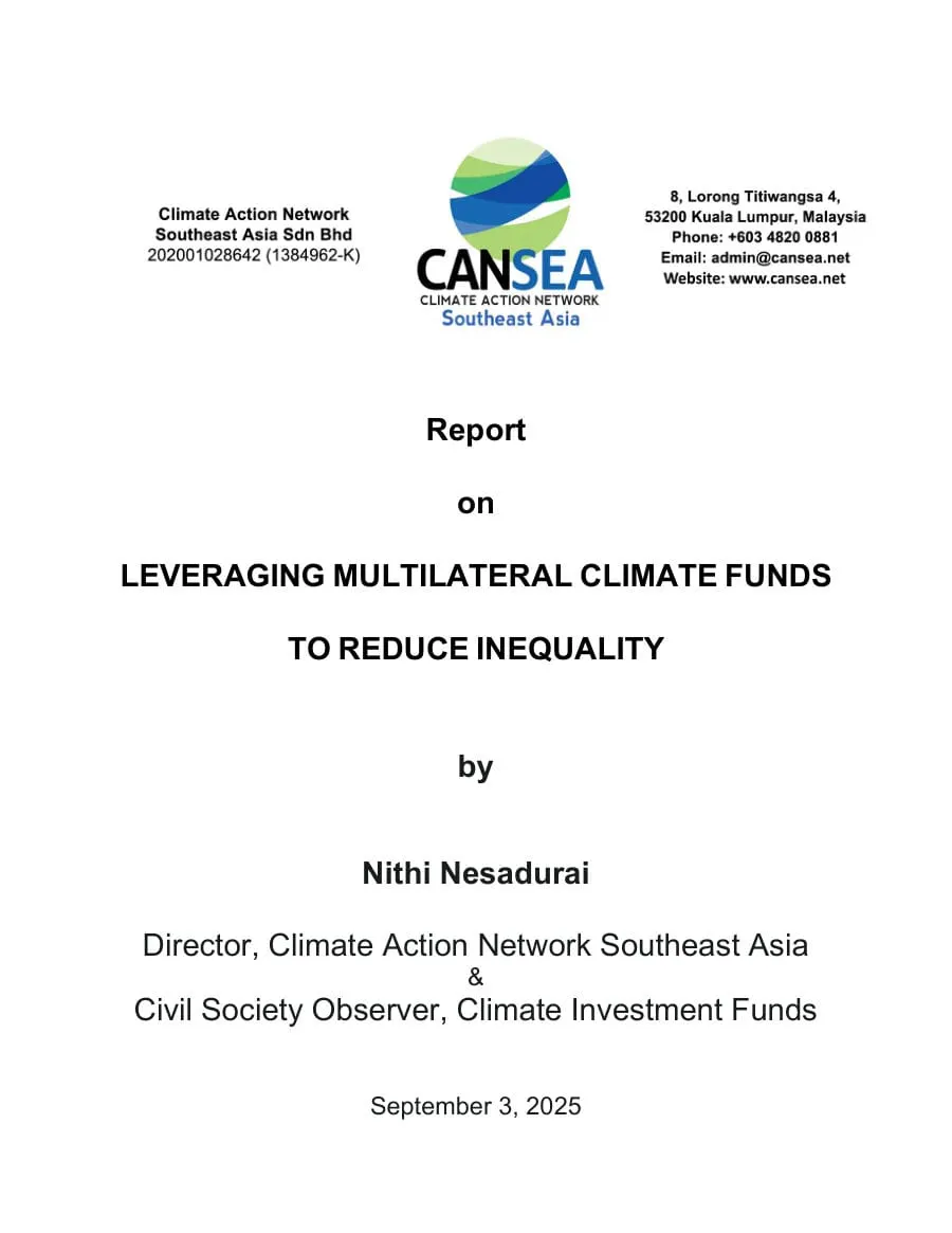 Cover of Report on Leveraging Multilateral Climate Funds to Reduce Inequality